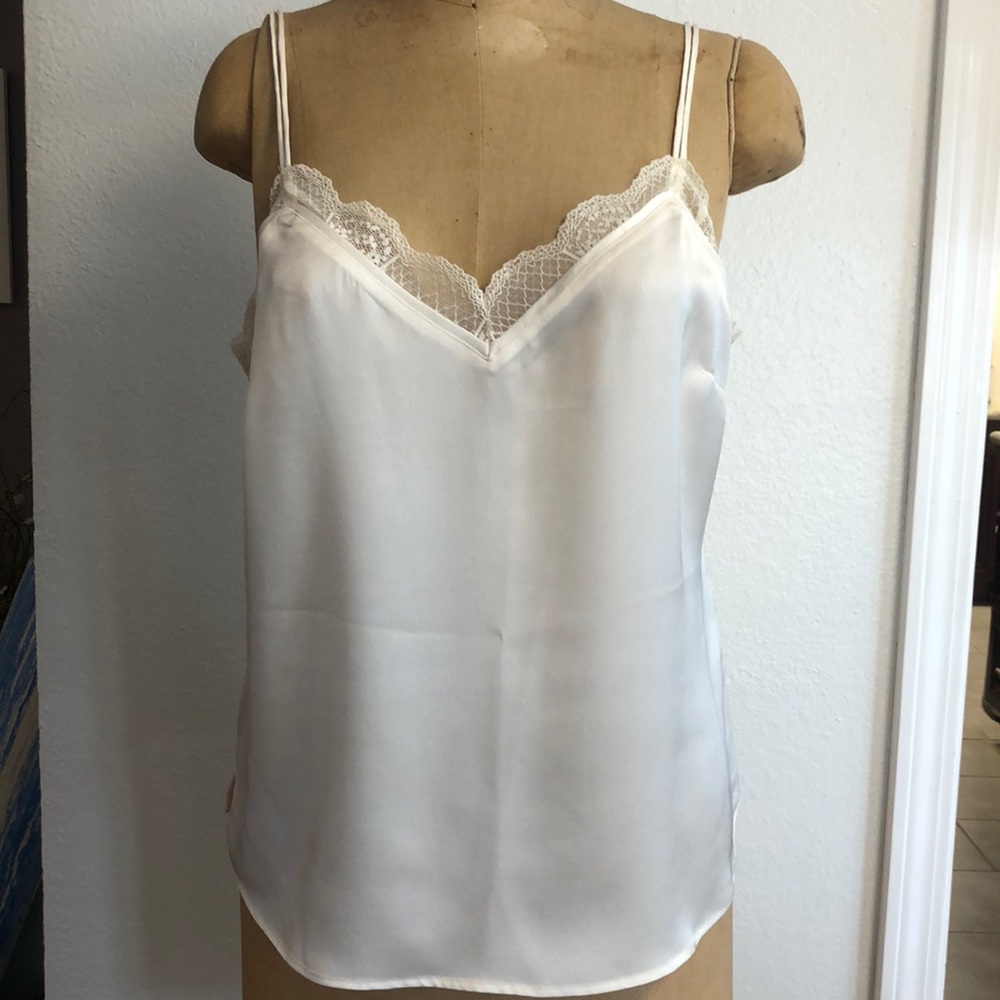 Abercrombie white lace top with button back detail and adjustable straps